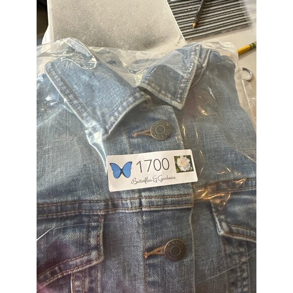 Old Navy Jacket Womens Medium Blue Jean Denim Button Front Causal Cropped - Picture 8 of 8